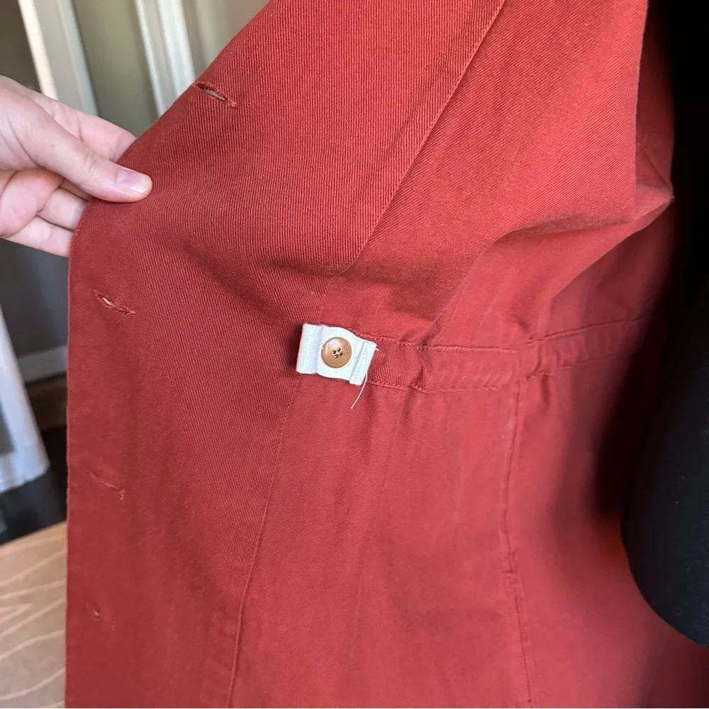 Ilana Kohn Muted Red Hooded Utility Trench Coat with Cinche Waist - Picture 5 of 7